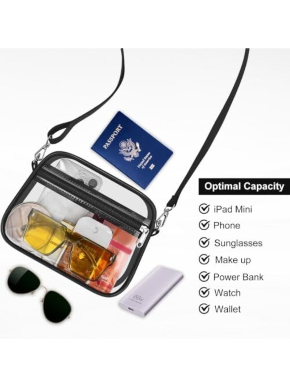 Clear Stadium Bag for Events | Transparent Sports Fan Handbag & Purse - Picture 4 of 6